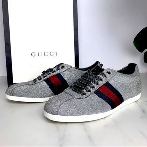 Gucci Bambi Web Metallic Glitter Sneakers